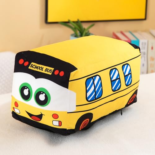 13.8 Inches Car Plush Toy Simulation Bus Cute Cartoon Pillow Filling Car Plush Pillow Toy Gift Children's Birthday (Yellow)