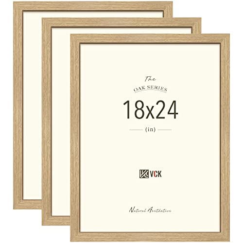 18x24 Poster Frame Set - Natural Oak Wood Wide Border, 3 Pack