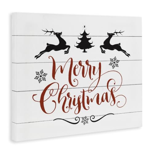 Merry Christmas Reindeer Canvas Wall Art 24 x 30 in - Stupell Industries, Multi-Color