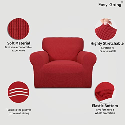 Easy-Going Small Christmas Red Stretch Chair Slipcover with Arm - Washable