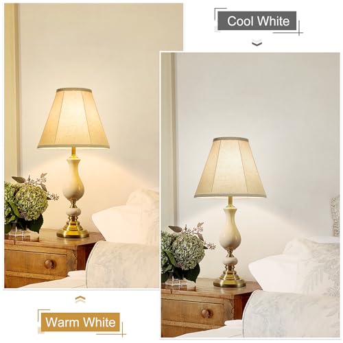 Seaside Village Beige Bell Lamp Shades Set of 2, 6" Top x 13" Bottom x 10" High