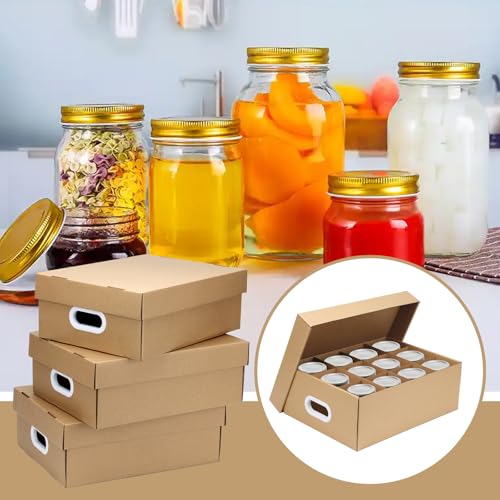 16 Oz Mason Jar Storage Boxes - Cardboard Pantry Organizer with Handles - 16.8 x 12.4 x 6 Inches (Variation: 16Oz-16.8 x 12.4 x 6 Inch / 6)