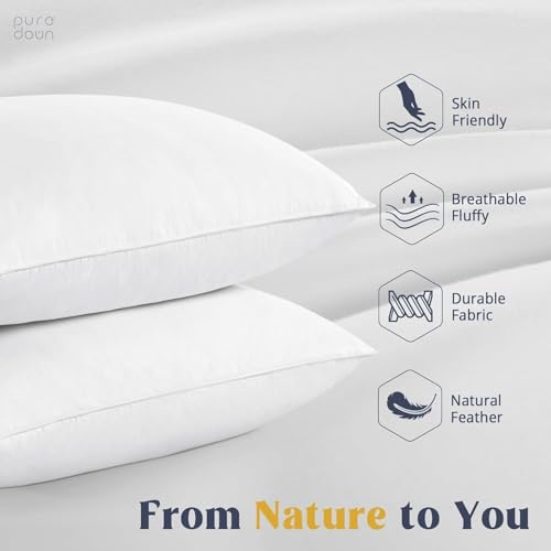 King Size Goose Feather & Down Pillow with Cotton Cover - 1 Pack, Classic White
