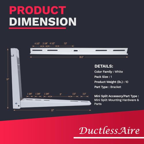 Ductless HVAC Mini Split Wall Mounting Bracket - Supports 9K-36K BTU, 300 lbs - Outdoor Weather-Resistant Steel