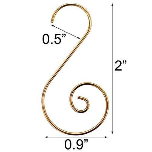 200PCS Christmas Ornament Hooks Christmas Tree Ornament Hanger Metal Wire Hanging Hook for Xmas Tree Xmas Balls Party Decor (Gold)