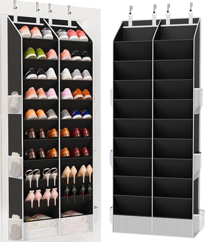 Criusia Over-the-Door Shoe Organizer Black, 10-Tier Hanging Shoe Storage for 20-30 Pairs