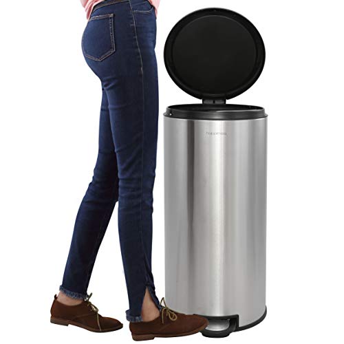 happimess Round Step Trash Can - Stainless Steel, Black Variation