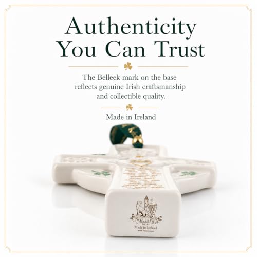 Belleek Claddagh Blessing Cross, 4.9in Irish Parian China Gift, Made in Ireland - Variation Claddagh / Blessing Cross