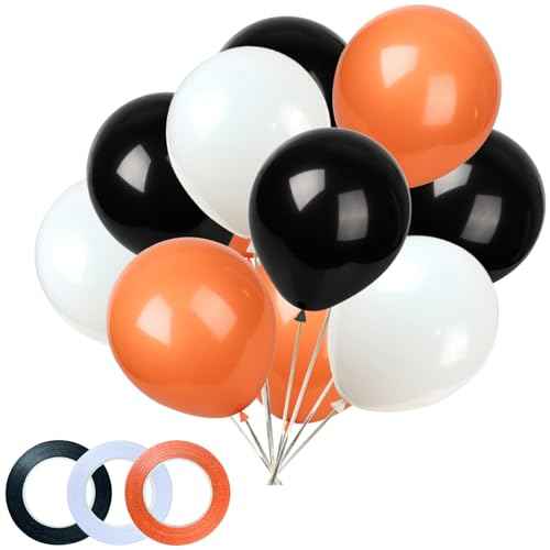 Black White Orange Balloons,100 Pack 12 Inch Latex Balloons,for Wedding Birthday Party Baby Shower Christmas Party Decorations