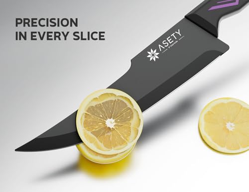 ASETY Elegant Purple 15-Piece Kitchen Knife Set with Built-in Sharpener Block