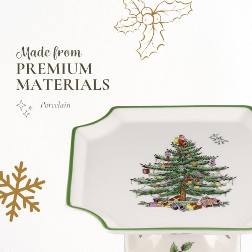 Spode Christmas Tree Footed 6.5 Inch Cake Plate - Porcelain