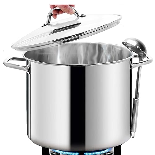 16 Quart Nickel-Free Stainless Steel Stock Pot with Glass Lid - Mirror Finish, Induction Compatible