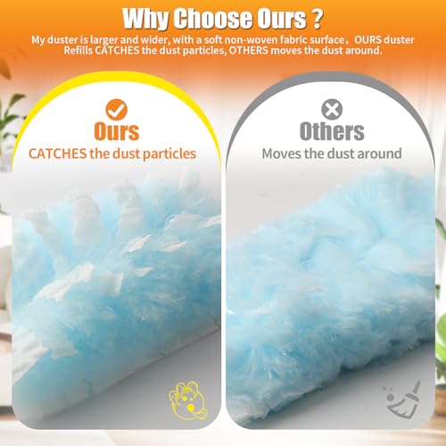 Swilsweep 80 Count Duster Refills with 1 Short & 3ft Extendable Handles, Compatible with Swiffer, Microfiber, Disposable, Unscented, Bulk Kit