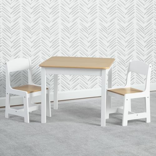 Delta Children MySize Kids Wood Table & 2 Chairs Set Bianca White/Natural