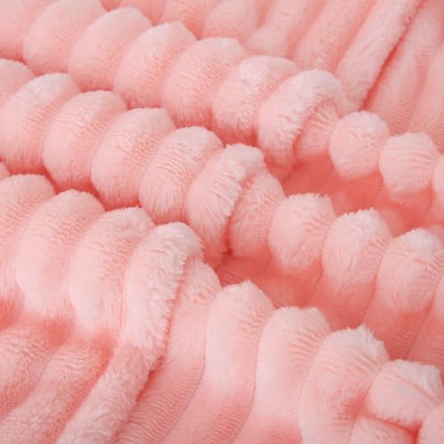 Linecooo Light Pink Fleece Throw Blanket 108x90in for Couch Sofa Living Room