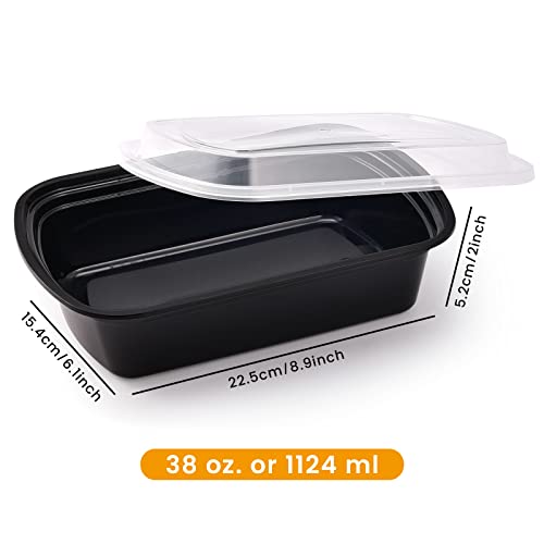 Large 38oz Meal Prep Containers Set - Reusable Food Storage with Lids