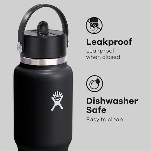Hydro Flask 32oz Insulated Stainless Steel Water Bottle with Leakproof Wide Straw Lid