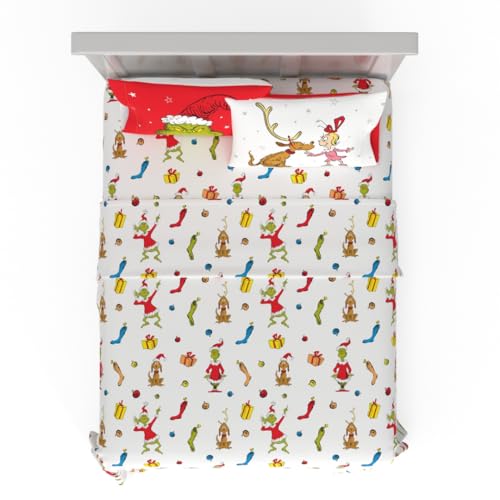 Franco Grinch Greetings Full Microfiber Sheet Set - Officially Licensed Christmas Bedding
