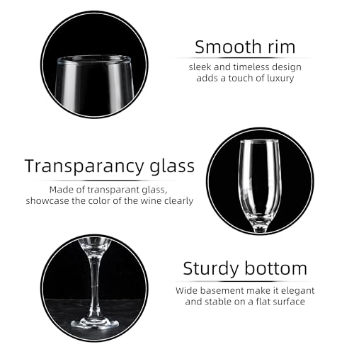 UMEIED Set of 16 Champagne Glasses, Flutes with Classic Shape, Long