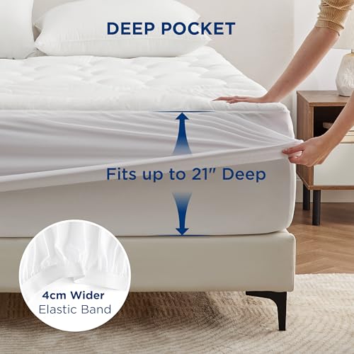 Bedsure Twin XL Mattress Protector Waterproof Deep Pocket 8-21 Inches White