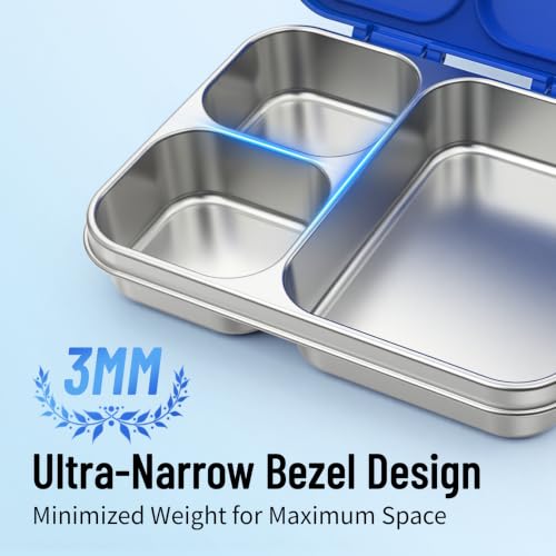 LOHASOK Stainless Steel Lunch Box 34oz Blue Kids Safe Food-Grade Container