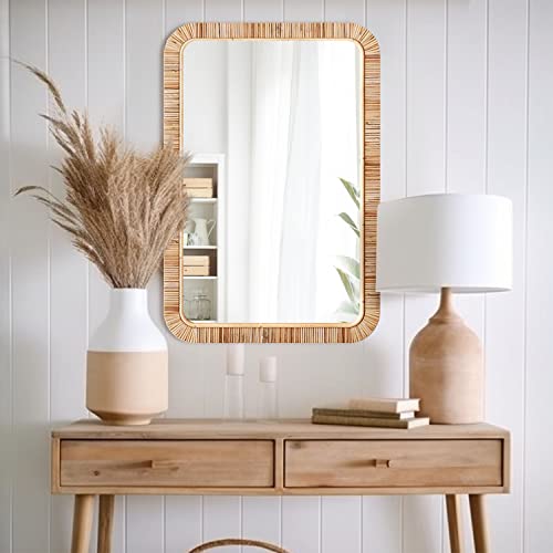 Barnyard Designs Rattan Wall Mirror Natural Tan (20" x 30",
