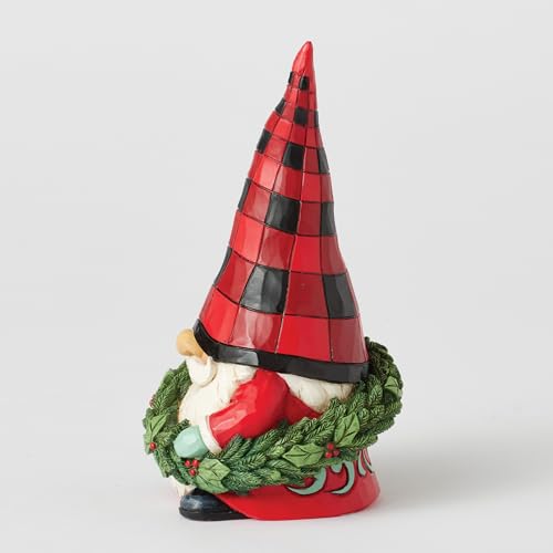 Jim Shore Highland Glen Gnome Figurine with Holly Wreath - 5.5 Inch Home Decor