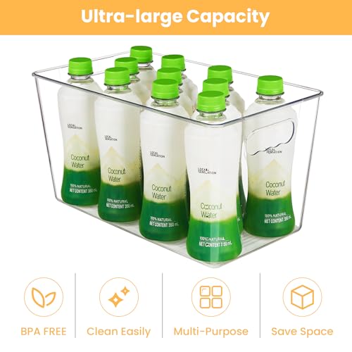 YIHONG 10 Pack XL Clear Storage Bins with Handles - 13"L x 7.4"W x 7"H Pantry Organizer