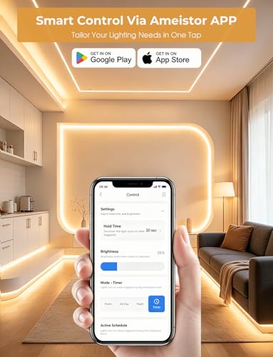 Smart LED Strip Light with Motion Sensors, APP Control, 19.6ft Warm White