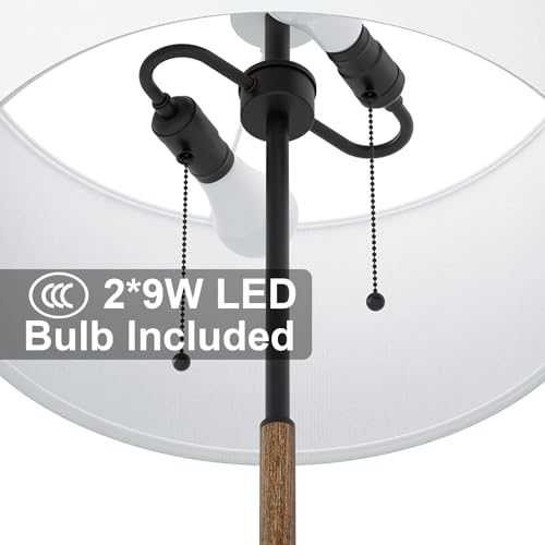 Karjoefar 2-Light Mid Century Floor Lamp with Bronze & White Finish, 3 Color Temp