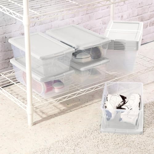Sterilite 6 Quart Clear Plastic Storage Bins - 24-Pack Stackable Containers