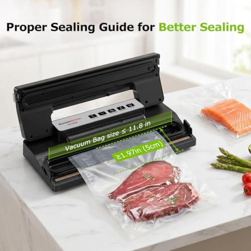 Vacuum Sealer Machine for Food Storage - Black/Silver, 5 Bags Included