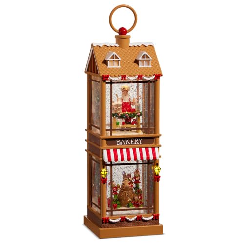 Raz Santa and Elves Lighted Water Waterfall Bakery Christmas Decor 12.5"