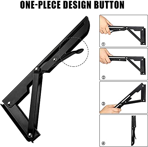 AUTOHJ 24 Inch Folding Shelf Brackets - Heavy Duty Wall Mounting Shelf Supports, 4 Pack
