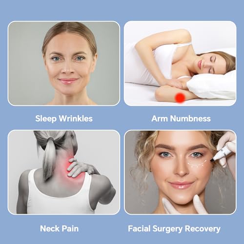 Back Sleeping Training Pillow with Memory Foam & Adjustable Height - Neck & Shoulder Support, 2 Washable Covers, Blue