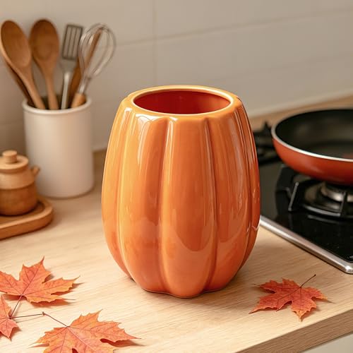 Pinata Fall Pumpkin Ceramic Utensil Holder - Orange Fall Kitchen Decor