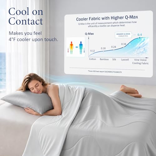Cooling Comforter for Hot Sleepers, Queen 90x90, Silver Gray