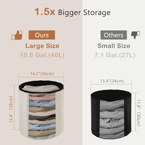 Beige Velvet Storage Ottoman with Hidden Storage - Foldable Vanity Stool