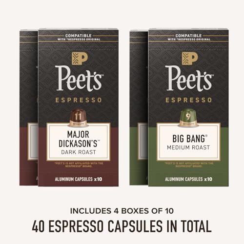 Peet's Coffee Espresso Capsules Signature Blend Variety Pack 40CT - Compatible with Nespresso Machines