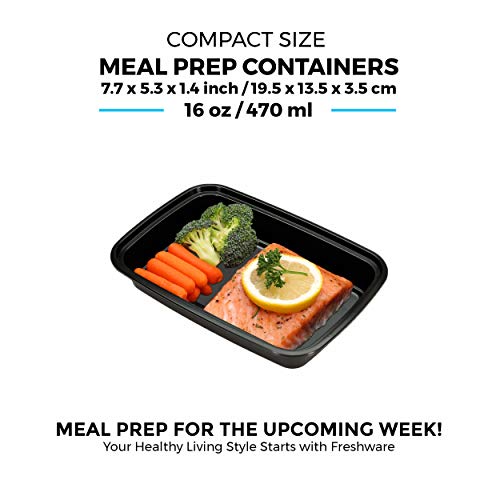 Freshware 16OZ-150PK Meal Prep Containers 1 Compartment BPA-Free Stackable Food Storage