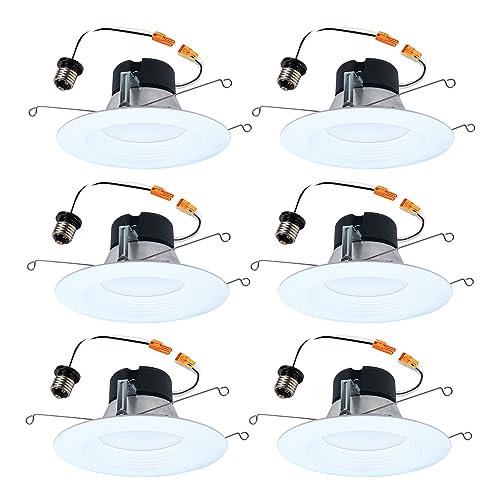 6-Pack Recessed LED Light Trim - 5 CCT Dimmable 750lm for 5/6 Inch Can Lights