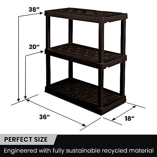 Heavy Duty Plastic Storage Shelves - Stackable 3-Tier Organizer Rack for Garage, Kitchen & Closet