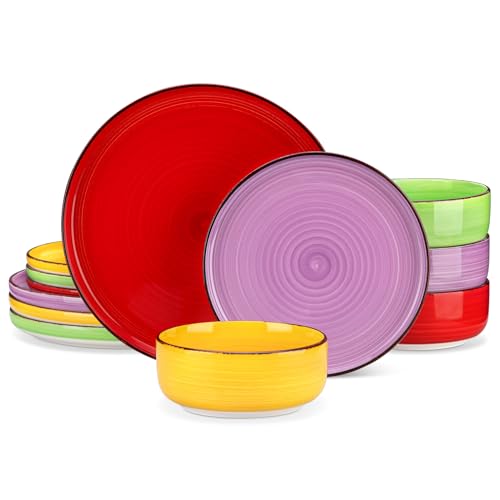 Vancasso Bonita Multicolor Stoneware Dinnerware Set for 4 - 12 Pieces, Microwave & Dishwasher Safe
