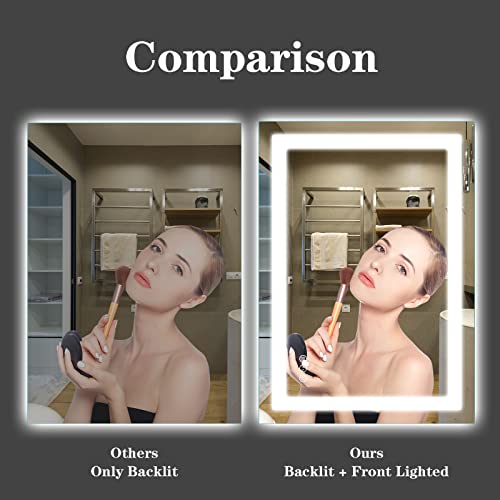 Amorho 24x32 Inch LED Bathroom Mirror with Front and Backlit Lights, Anti-Fog, Touch Control