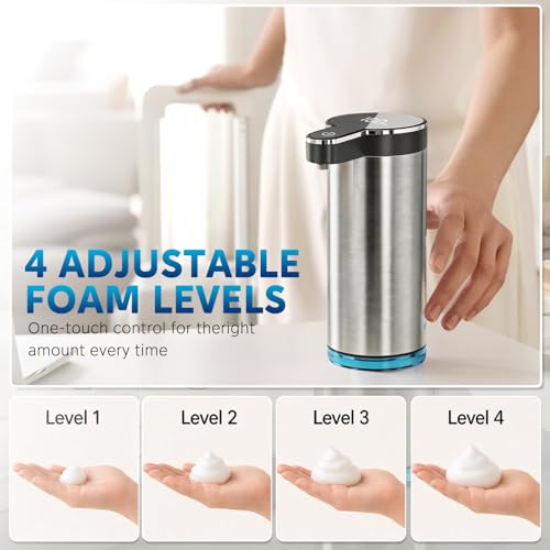 Automatic Foaming Soap Dispenser Gray 12oz Touchless Waterproof IPX5 - Self-Cleaning