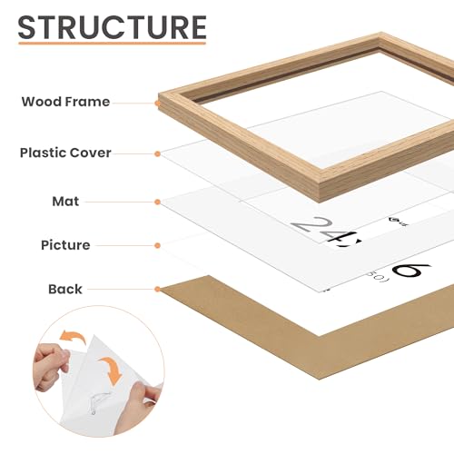 Upsimples 24x36 Natural Solid Wooden Picture Frame for Nursery Decor - 1 Pack