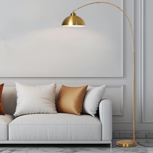 Floor Lamp with 3 Light Modes - Adjustable Dimmable Standing Lamp in Gold