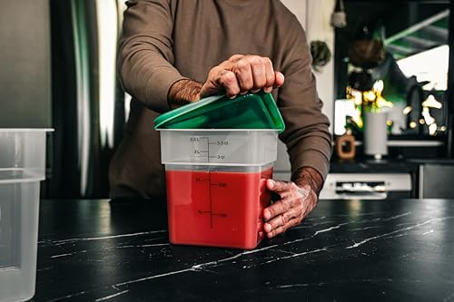 Cambro 4 QT Square Food Storage Container with Green Lid - BPA-Free, Microwave Safe, 2 Pack