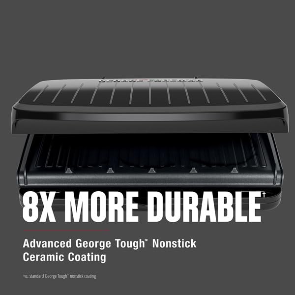 George Foreman 5-Serving Family Indoor Grill & Panini Press, Ceramic Nonstick