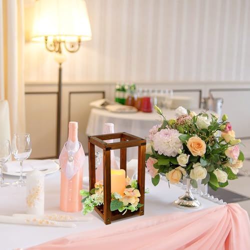 Hushee Brown 30 Pcs Wooden Wedding Lantern Centerpiece Wreath Set